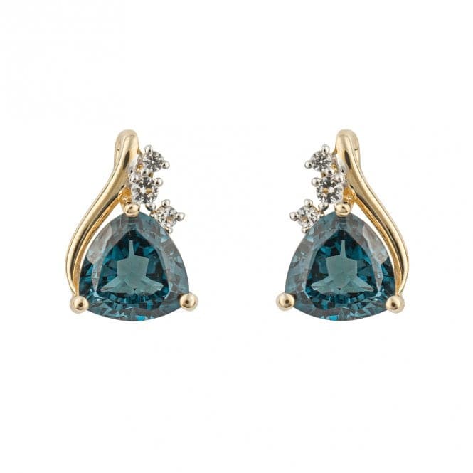 Trillion London Blue Topaz White Topaz 9ct Yellow Gold Stud Earrings GE1016LElements GoldGE1016L