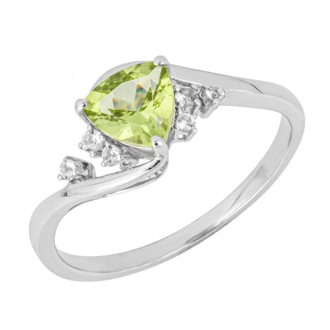 Trillion Peridot White Topaz 9ct White Gold Ring GR617GElements GoldGR617G 52