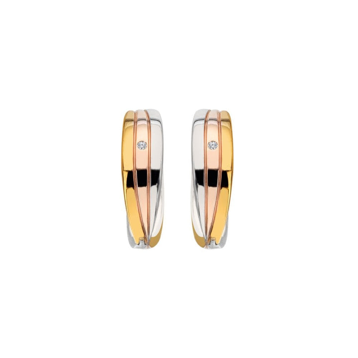 Sterling Silver Trio Hoop Tri-Colour Huggie Earrings DE841