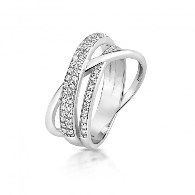 Triple Cross Over Cubic Zirconia Grain Set Bands x 1 Plain Band Ring SRG0103Silver & CoSRG0103/J