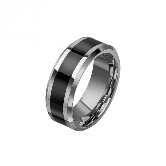 Tungsten With Black Enamel Stripe Ring R3860Fred BennettR3860 58