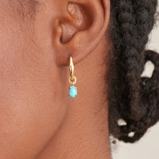 Turquoise Drop Wave Huggie Hoop Earrings E044 - 05GAnia HaieE044 - 05G