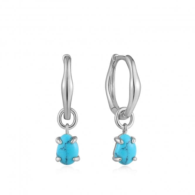 Turquoise Drop Wave Huggie Hoop Earrings E044 - 05HAnia HaieE044 - 05H