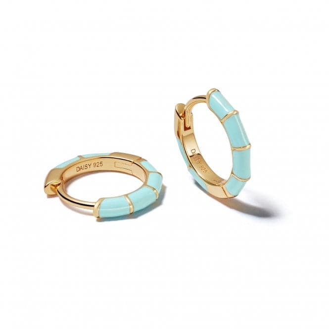 Turquoise Stripe Huggie Hoop 18ct Gold Plated Earrings EE04_GPDaisyEE04_GP