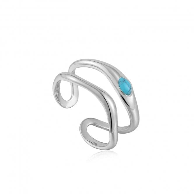 Turquoise Wave Double Band Adjustable Ring R044 - 03HAnia HaieR044 - 03H