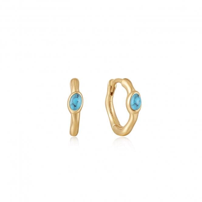 Turquoise Wave Huggie Hoop Earrings E044 - 02GAnia HaieE044 - 02G