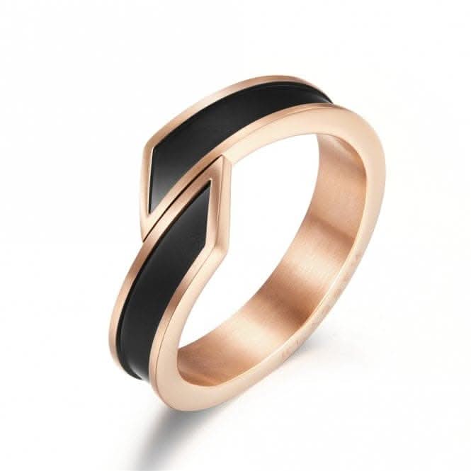 Twist Man Black & Rose Gold Medium Ring JTR19BR001M