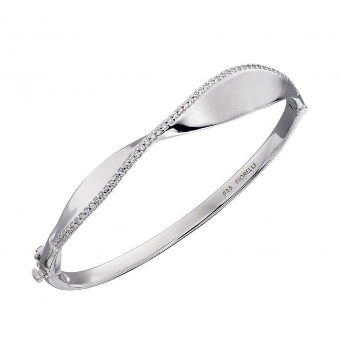 Twist Silver Hinged Cubic Zirconia On Edge Bangle B5206CFiorelli SilverB5206C