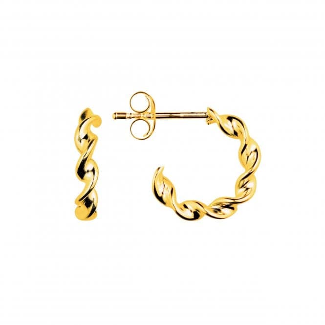 Twisted Gold Plated 13mm Stud Hoop Earrings 6455GDDew6455GD