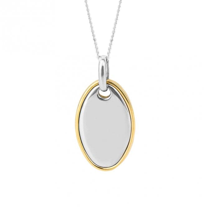 Two Tone Double Oval Disc Yellow Gold Pendant P5257Fiorelli SilverP5257