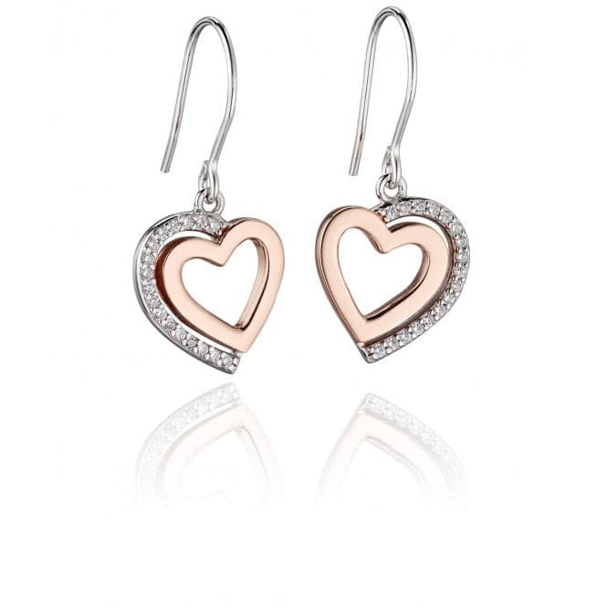 Two Tone Heart Drop Pave Shadow Earrings E5454CFiorelli SilverE5454C