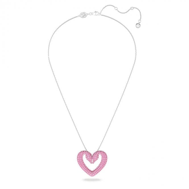 Una Pendant Heart Medium Pink Rhodium Plated Necklace 5631931Swarovski5631931