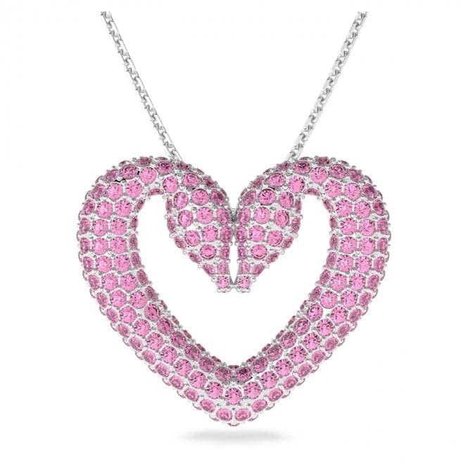 Una Pendant Heart Medium Pink Rhodium Plated Necklace 5631931Swarovski5631931