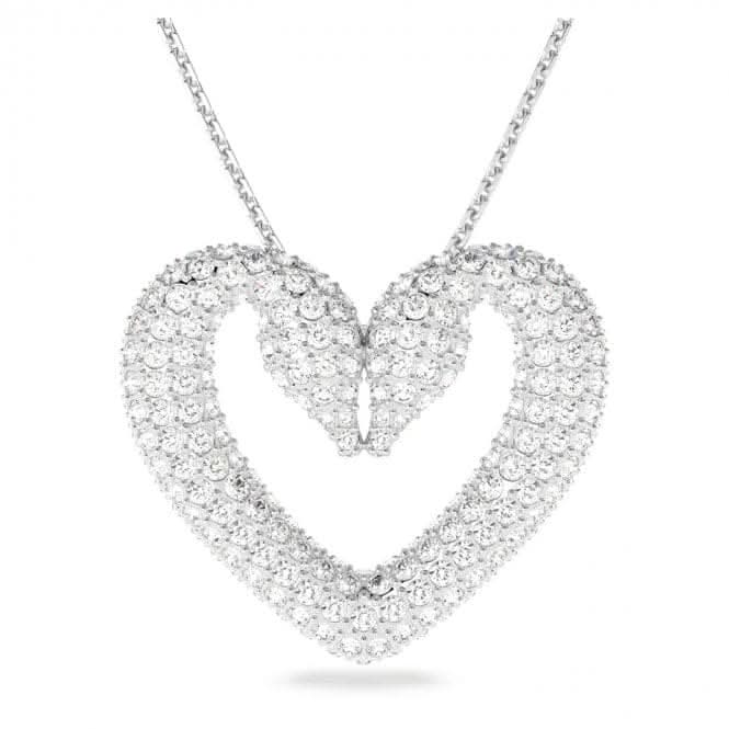 Una Pendant Heart Medium White Rhodium Plated Necklace 5626176Swarovski5626176