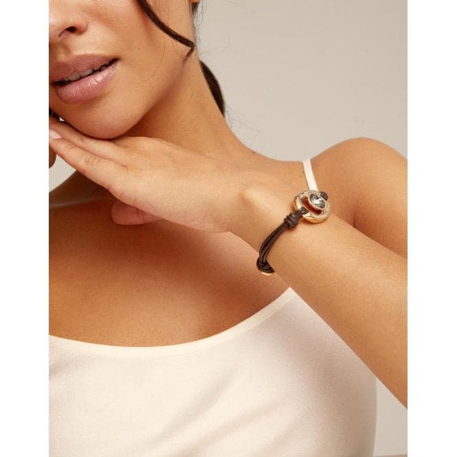 Union Grey Leather Faceted Crystal BraceletUNOde50PUL2346NGRORO0M