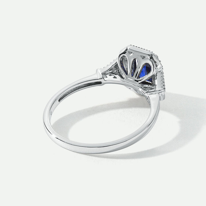 Vera | 18ct White Gold 0.12ct tw Lab Grown Diamond and Created Sapphire Vintage RingCreated BrillianceBA0071852 - N