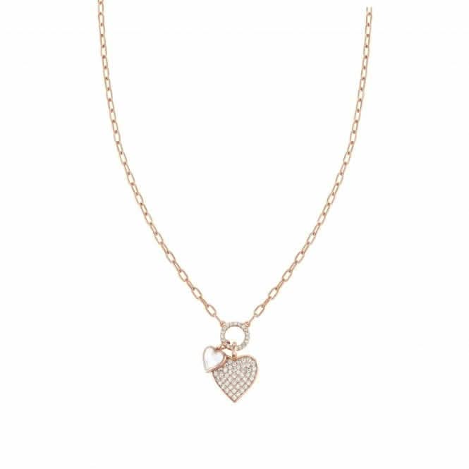 Vita Silver Zirconia Stones Rose Gold Heart Necklace 148401/006