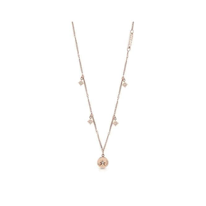 Wanderlust Rose Gold 15 - 17'' Compass Charms Necklace UBN20029Guess JewelleryUBN20029