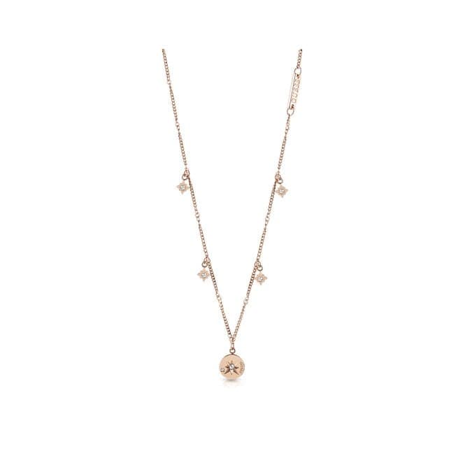 Wanderlust Rose Gold 15 - 17'' Compass Charms Necklace UBN20029Guess JewelleryUBN20029