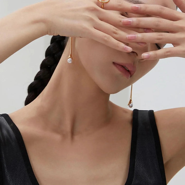 Waterdrop Design Detachable Dangle Pearl Earrings