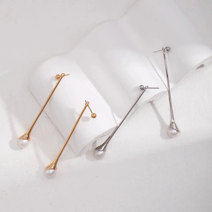 Waterdrop Design Detachable Dangle Pearl Earrings