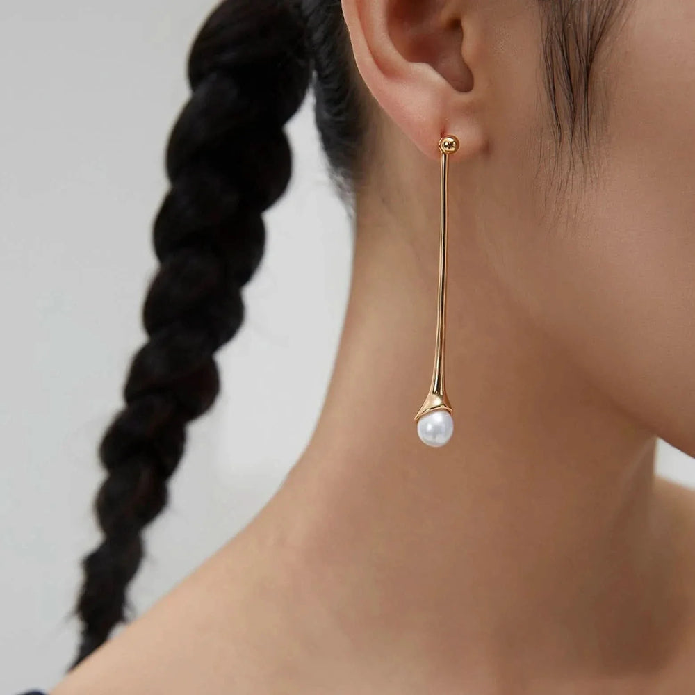 Waterdrop Design Detachable Dangle Pearl Earrings