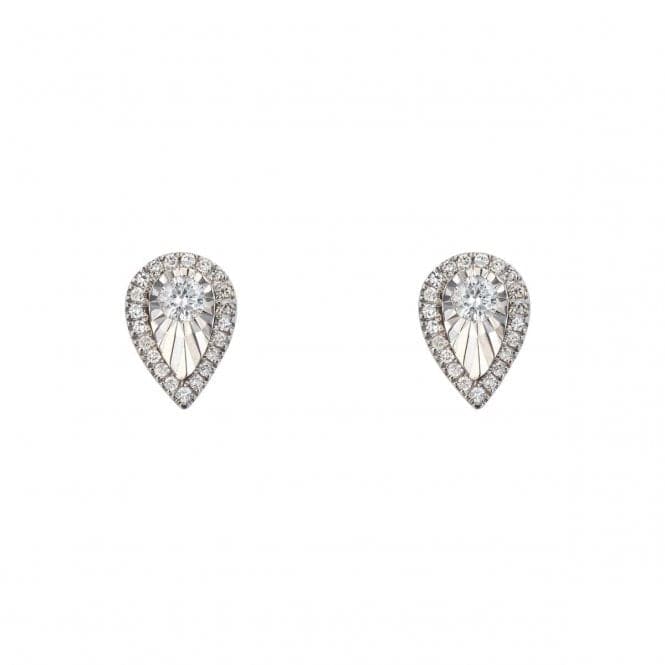 White Gold Diamond Cut Teardrop Stud Earrings GE2436Elements GoldGE2436