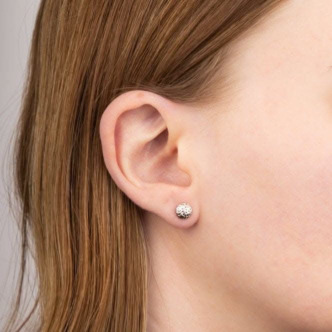 White Gold Round Textured Stud Earrings GE2428Elements GoldGE2428