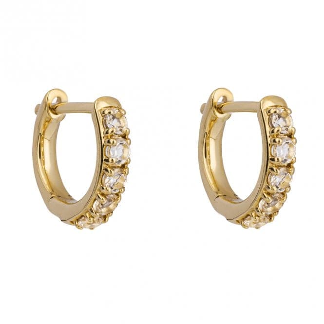 White Topaz 9ct Yellow Gold Hoop Earrings GE1051CElements GoldGE1051C