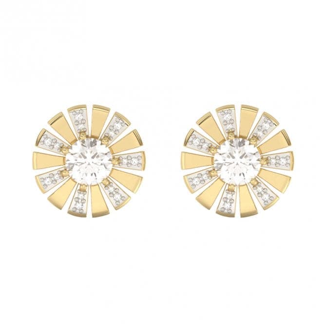 White Topaz and Diamond Sunray Yellow Gold Stud Earrings GE2415CElements GoldGE2415C