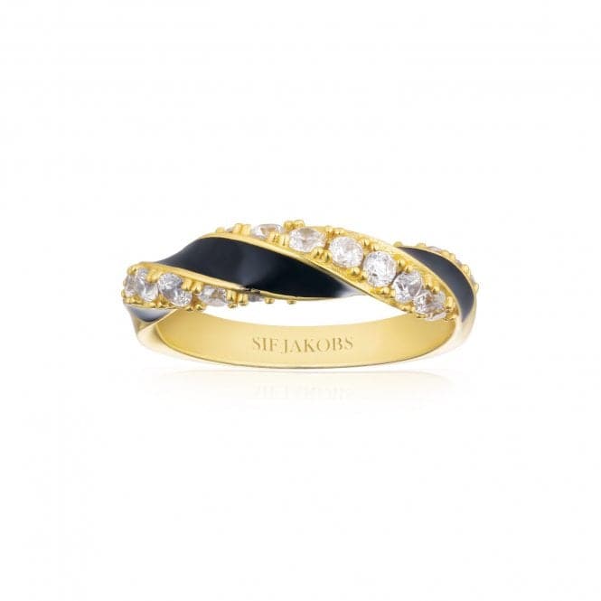 White Zirconia Black Enamel Ferrara Nero Ring SJ - R12114 - BECZ - SGSif JakobsSJ - R12114 - BECZ - SG - 50