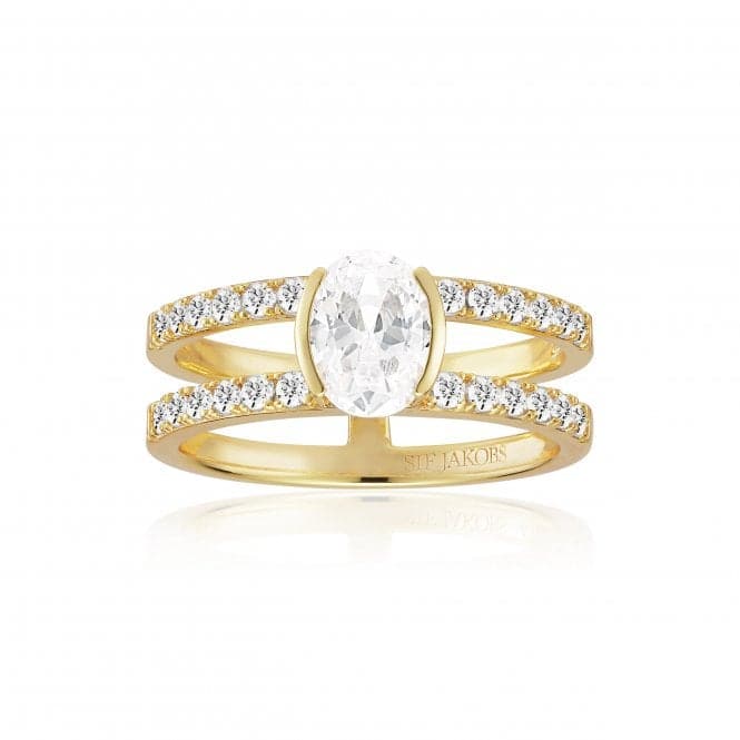 White Zirconia Ellisse Carezza Piccolo Ring SJ - R2357 - CZ - YGSif JakobsSJ - R2357 - CZ - YG - 50