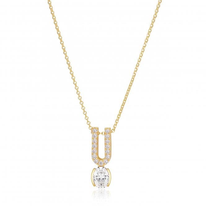 White Zirconia Ellisse Carezza Uno Necklace SJ - N2354 - CZ - YGSif JakobsSJ - N2354 - CZ - YG