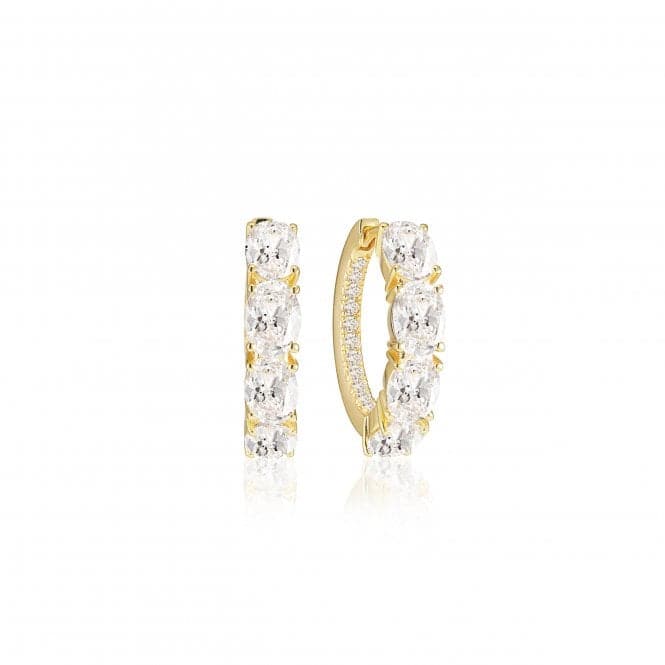 White Zirconia Ellisse Creolo Earrings SJ - E2315 - CZ - YGSif JakobsSJ - E2315 - CZ - YG