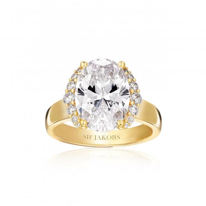 White Zirconia Ellisse Grande Ring SJ - R2342 - CZ - YGSif JakobsSJ - R2342 - CZ - YG - 52