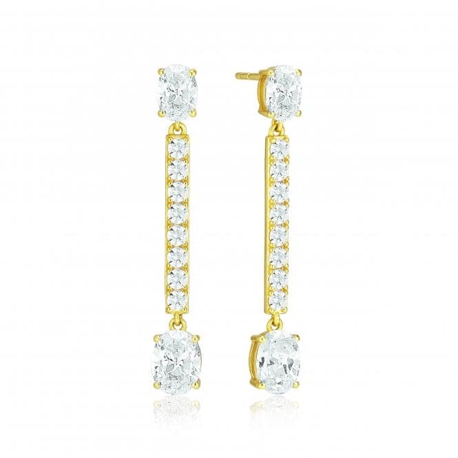 White Zirconia Ellisse Lungo Earrings SJ - E2322 - CZ - YGSif JakobsSJ - E2322 - CZ - YG