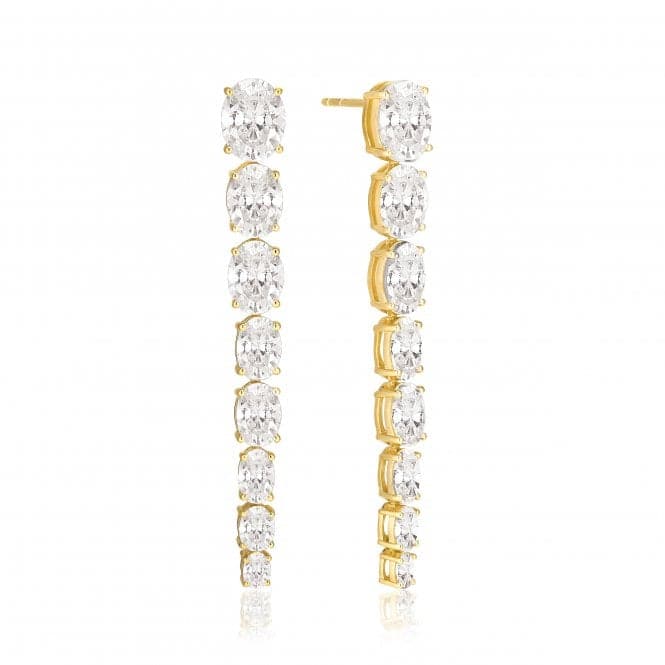 White Zirconia Ellisse Lungo Otto Earrings SJ - E2324 - CZ - YGSif JakobsSJ - E2324 - CZ - YG