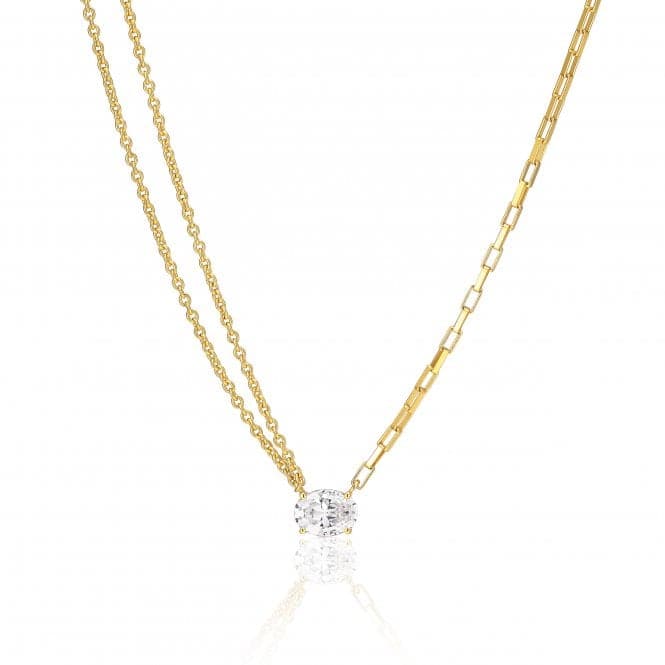 White Zirconia Ellisse Uno Necklace SJ - N2331 - CZ - YGSif JakobsSJ - N2331 - CZ - YG