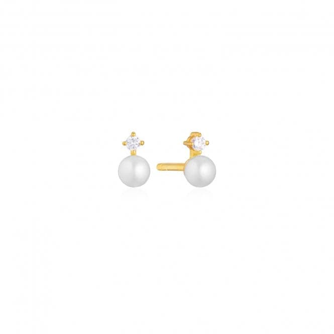 White Zirconia Freshwater Pearl Adria Uno Piccolo Earrings SJ - E12220 - PCZ - YGSif JakobsSJ - E12220 - PCZ - YG