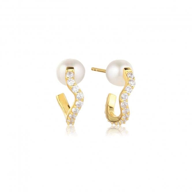 White Zirconia Ponza Creolo Medio Earrings SJ - E12354 - PCZ - YGSif JakobsSJ - E12354 - PCZ - YG