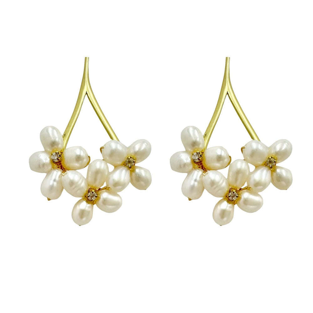 Gold Vermeil Pearl Petal Earrings