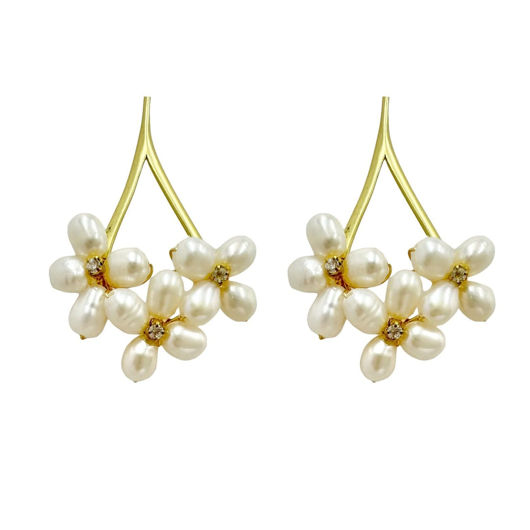 Gold Vermeil Pearl Petal Earrings