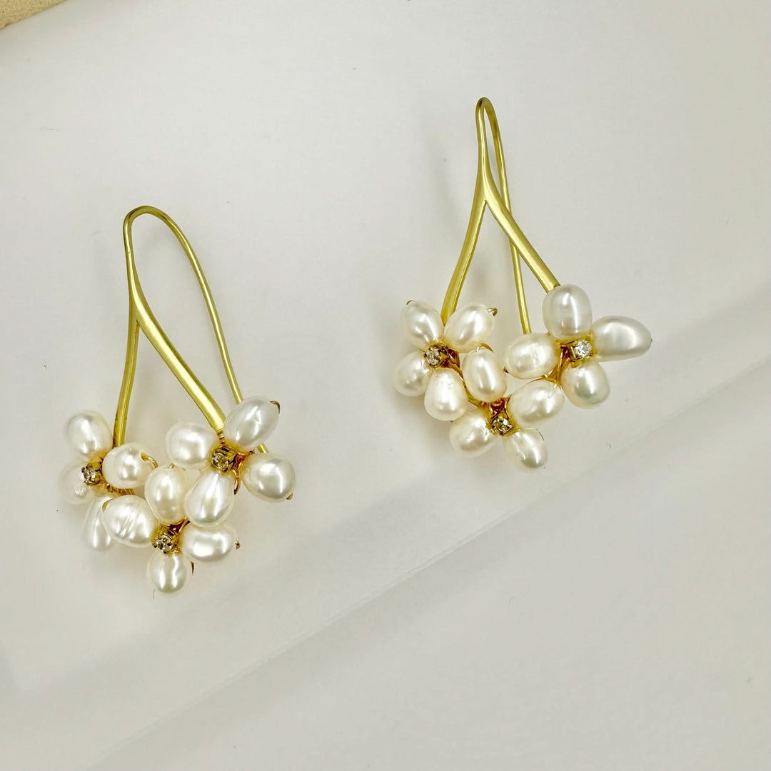 Gold Vermeil Pearl Petal Earrings
