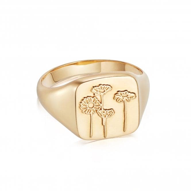Wild Daisies Signet 18ct Gold Plated Ring FR08_GPDaisyFR08_GP_L