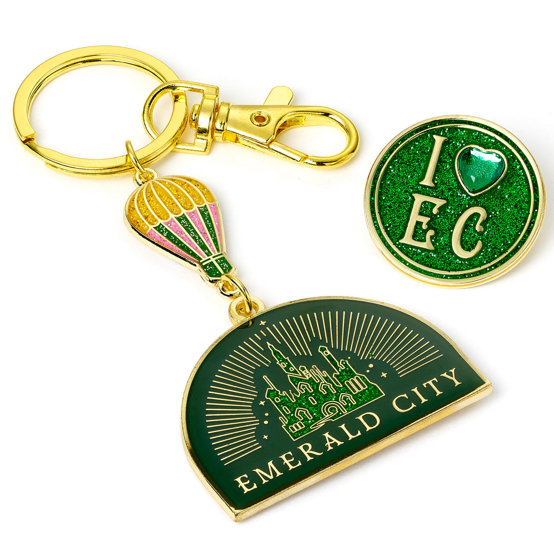 Wicked Emerald City Hot air Balloon Keyring & Pin badge Gift Set WKGS0003