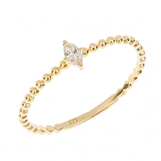 Yellow Gold Dainty Beaded Ring with Marquise Diamond GR612Elements GoldGR612 52