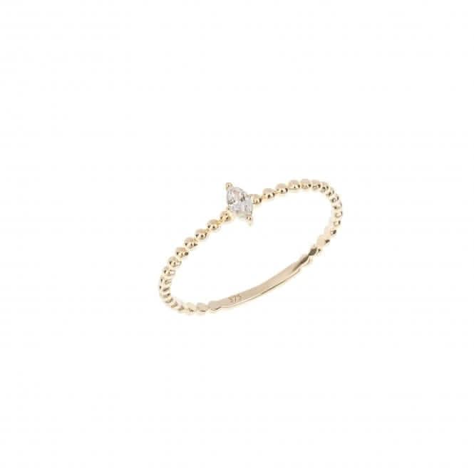 Yellow Gold Dainty Beaded Ring with Marquise Diamond GR612Elements GoldGR612 52