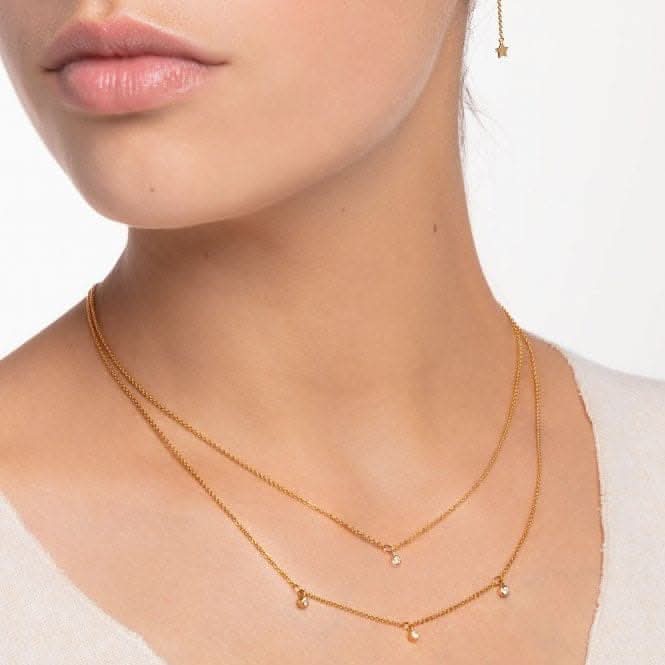Yellow Gold Double Layer Zirconia Necklace 45cm KE2078 - 414 - 14 - L45vThomas Sabo Charm Club CharmingKE2078 - 414 - 14 - L45v