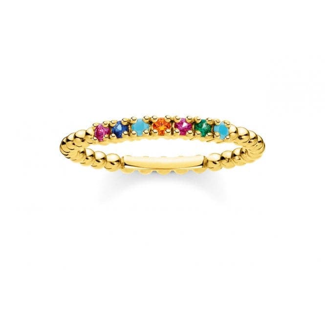 Yellow Gold Multicolour Dot Stacking Ring TR2323 - 488 - 7Thomas Sabo Charm Club CharmingTR2323 - 488 - 7 - 48