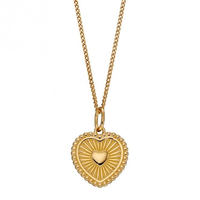 Yellow Gold Plated Sunray Texture Heart Pendant P4970BeginningsP4970